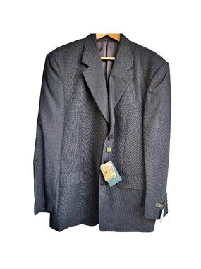 Principe Mens 44R Sport Blazer 100% Wool 3 Button Gray Tan Windowpane Italy New